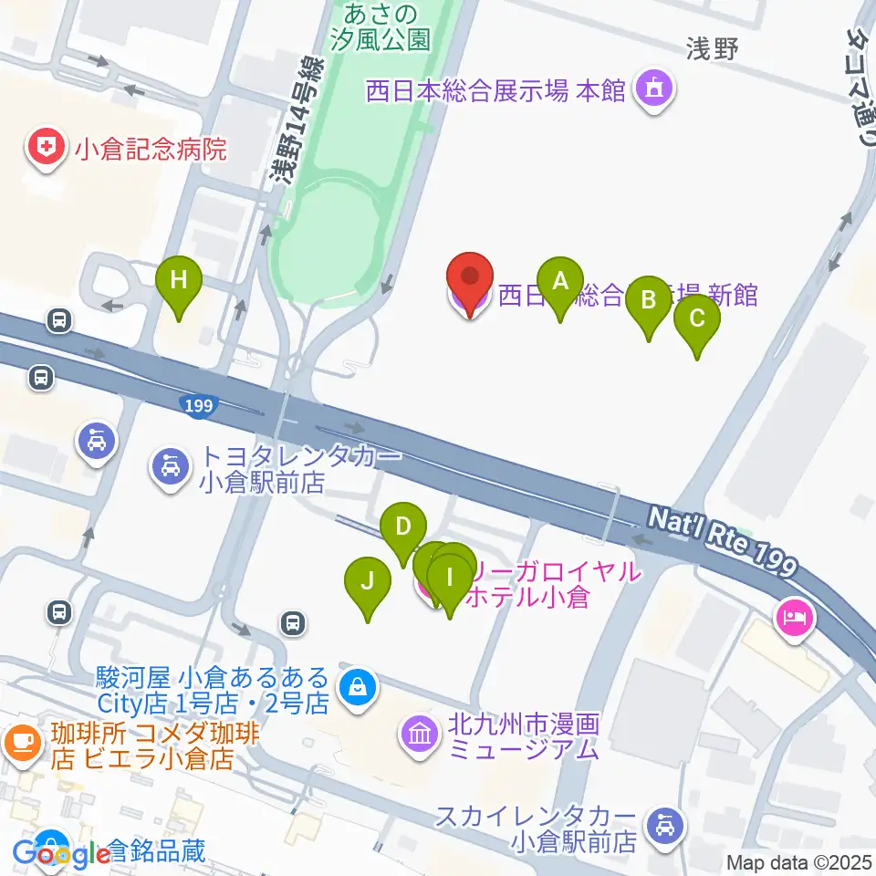 北九州メッセ周辺のファミレス・ファーストフード一覧地図