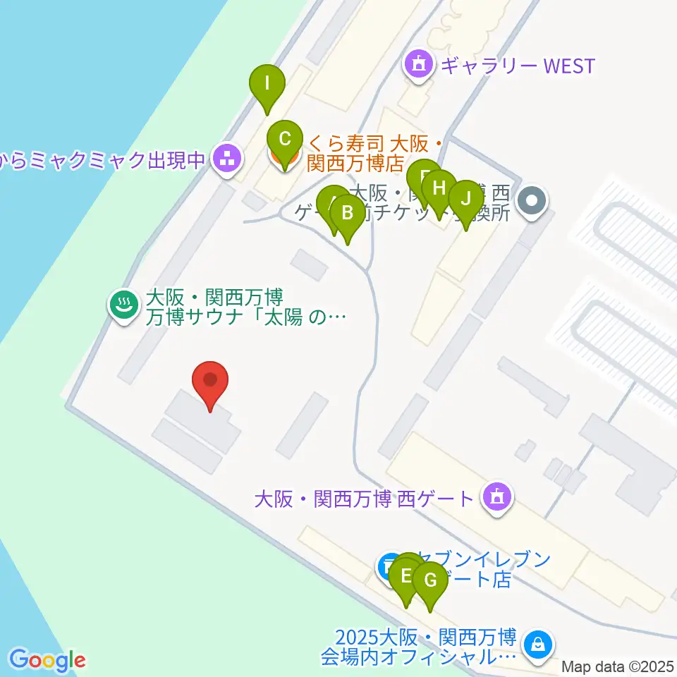 EXPOアリーナ Matsuri周辺のファミレス・ファーストフード一覧地図
