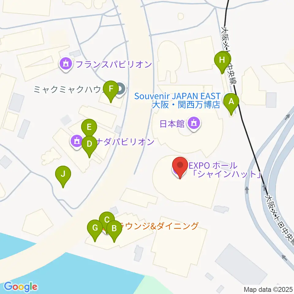 EXPOホール シャインハット周辺のファミレス・ファーストフード一覧地図