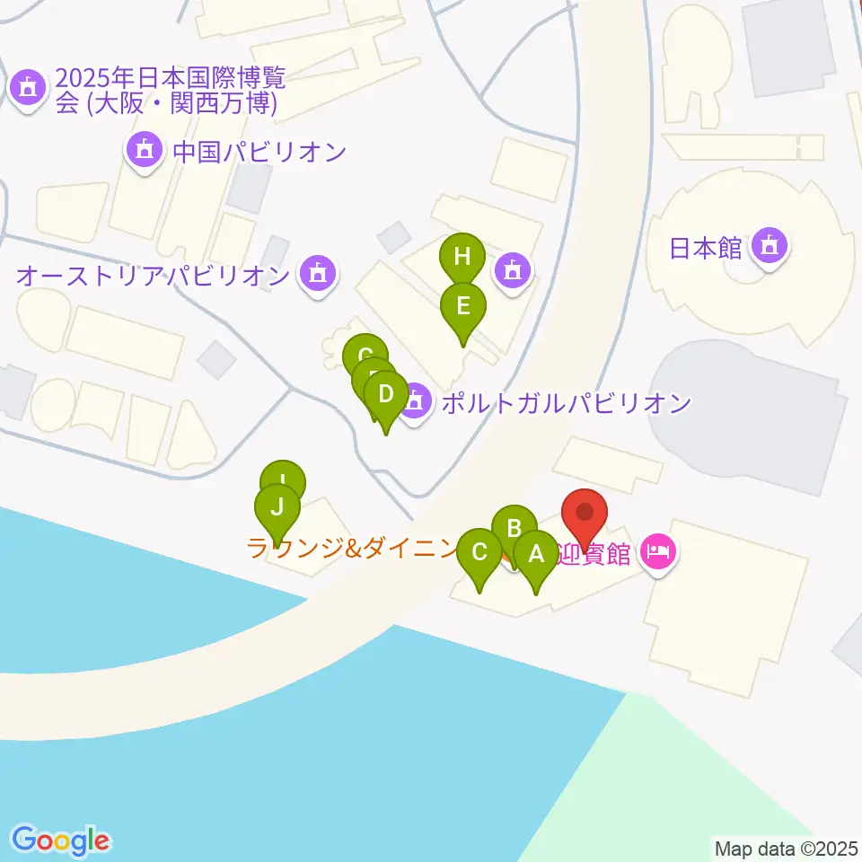 EXPOナショナルデーホール レイガーデン周辺のファミレス・ファーストフード一覧地図