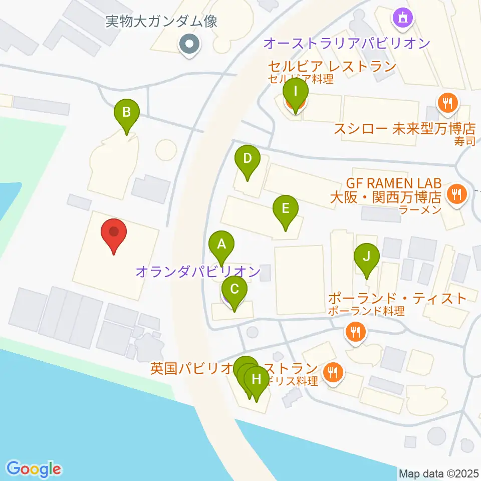 EXPOメッセ WASSE周辺のファミレス・ファーストフード一覧地図