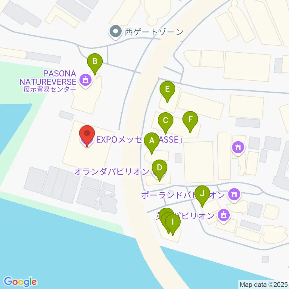 EXPOメッセ WASSE周辺のファミレス・ファーストフード一覧地図