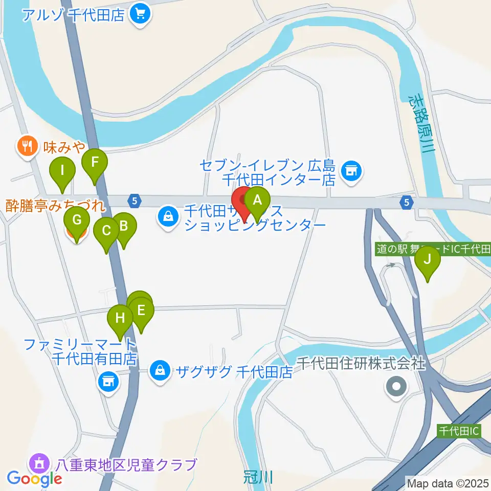 芸北民俗芸能保存伝承館周辺のファミレス・ファーストフード一覧地図