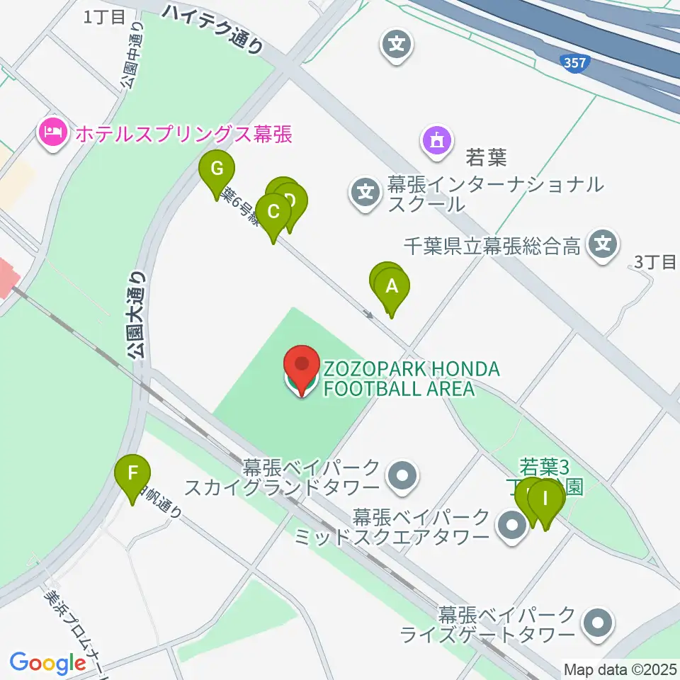 ZOZOPARK HONDA FOOTBALL AREA周辺のファミレス・ファーストフード一覧地図