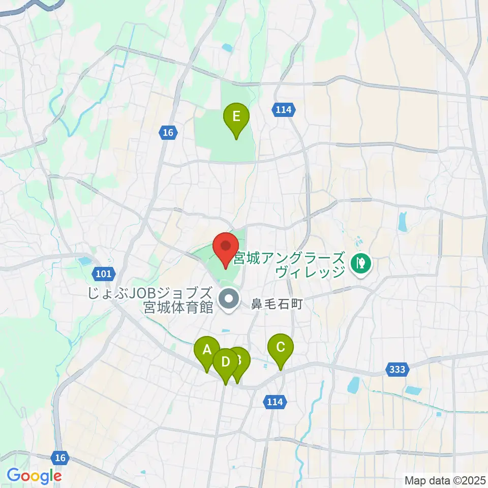 バニーズ群馬宮城総合運動場競技場周辺のファミレス・ファーストフード一覧地図