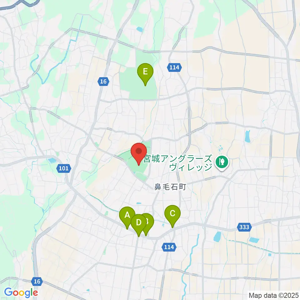 バニーズ群馬宮城総合運動場競技場周辺のファミレス・ファーストフード一覧地図