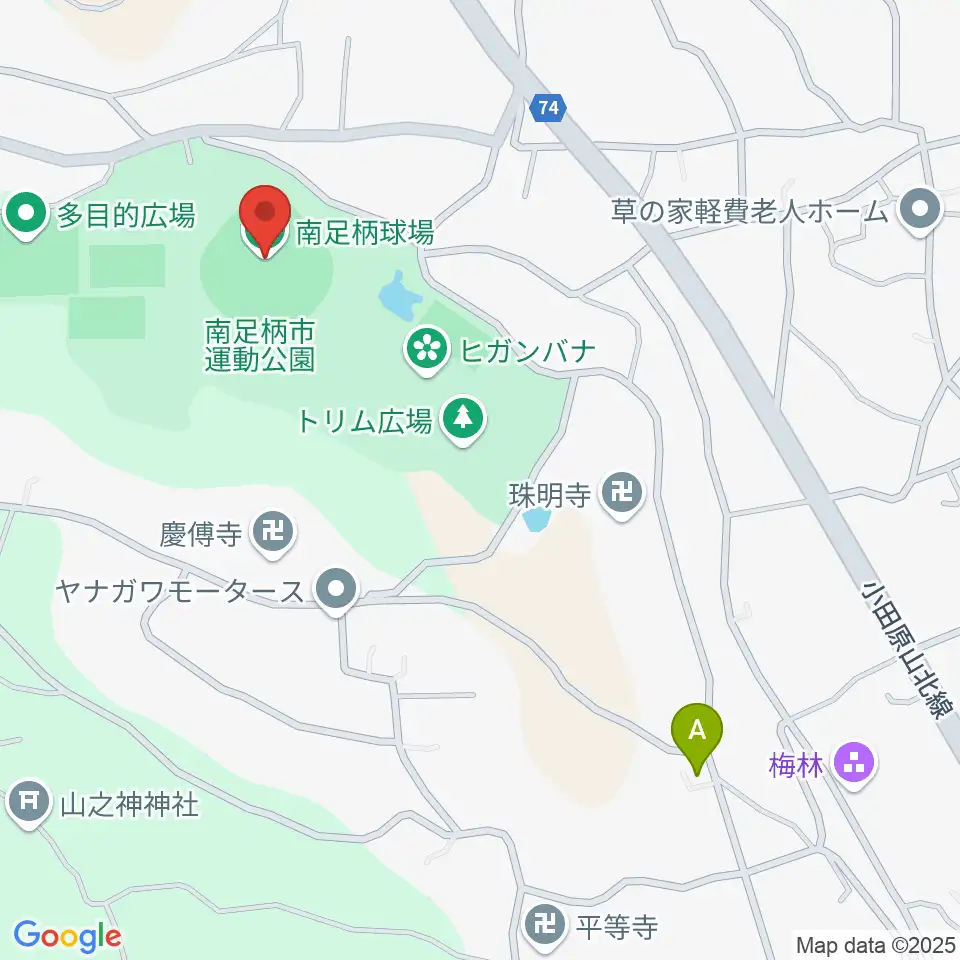 南足柄球場周辺のファミレス・ファーストフード一覧地図