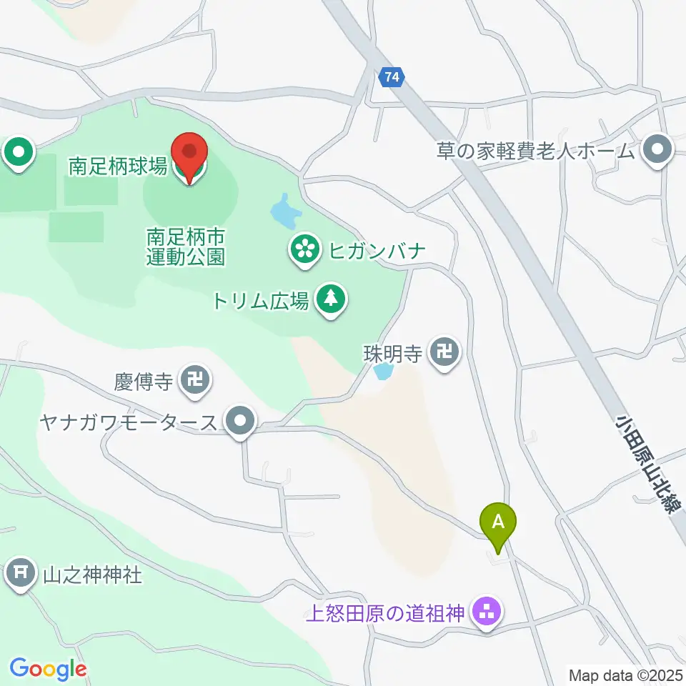 南足柄球場周辺のファミレス・ファーストフード一覧地図