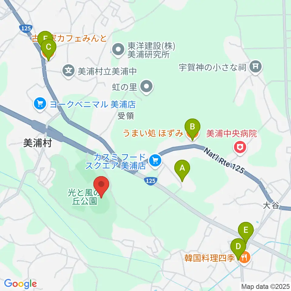 晴天スタジアム美浦周辺のファミレス・ファーストフード一覧地図