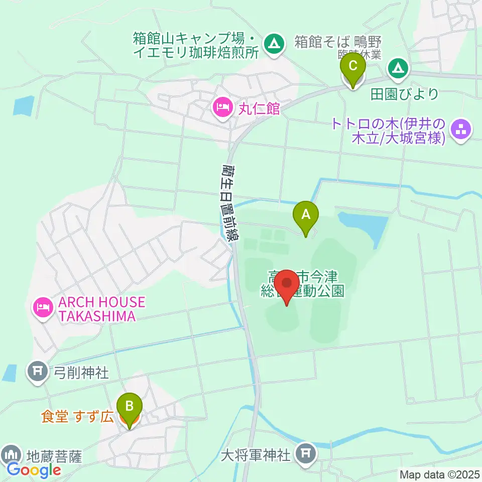 今津スタジアム周辺のファミレス・ファーストフード一覧地図