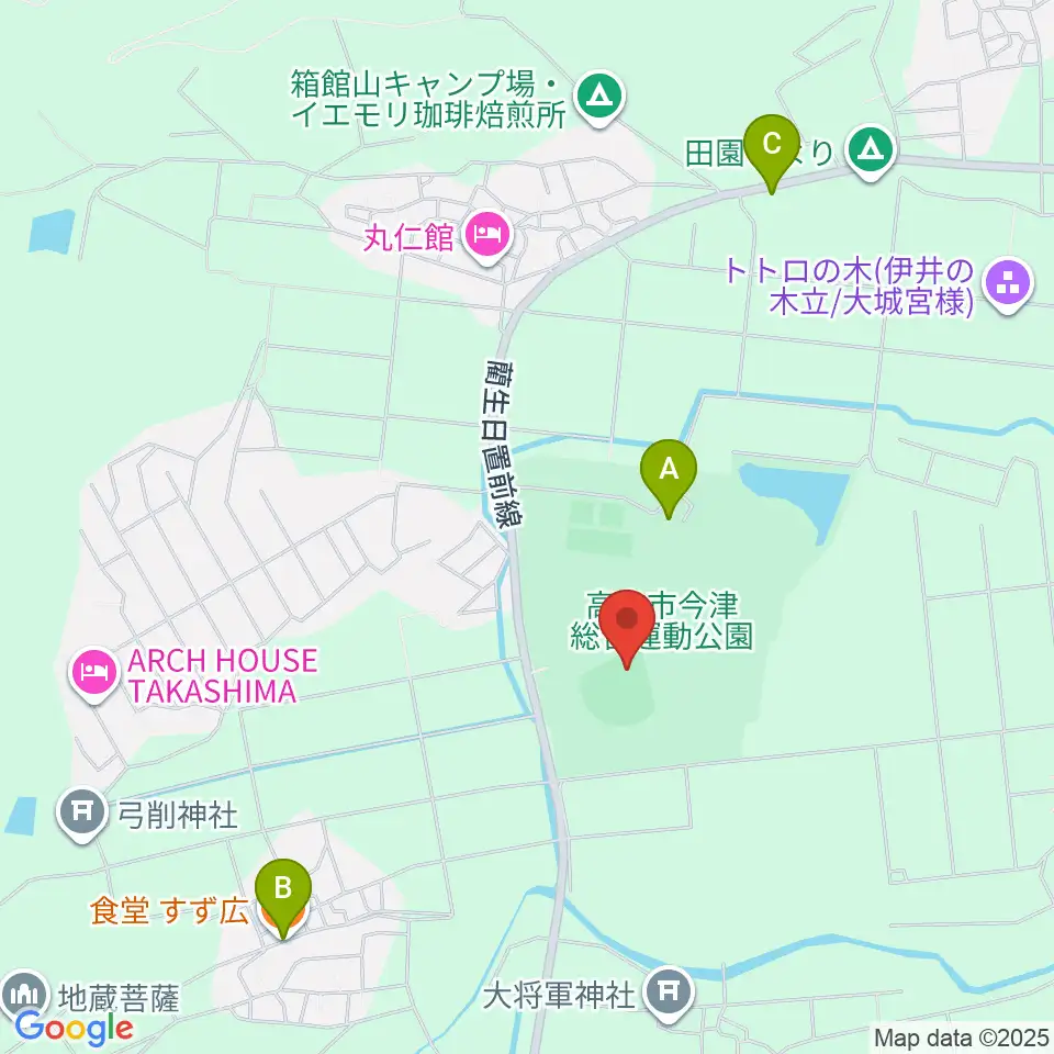 今津スタジアム周辺のファミレス・ファーストフード一覧地図