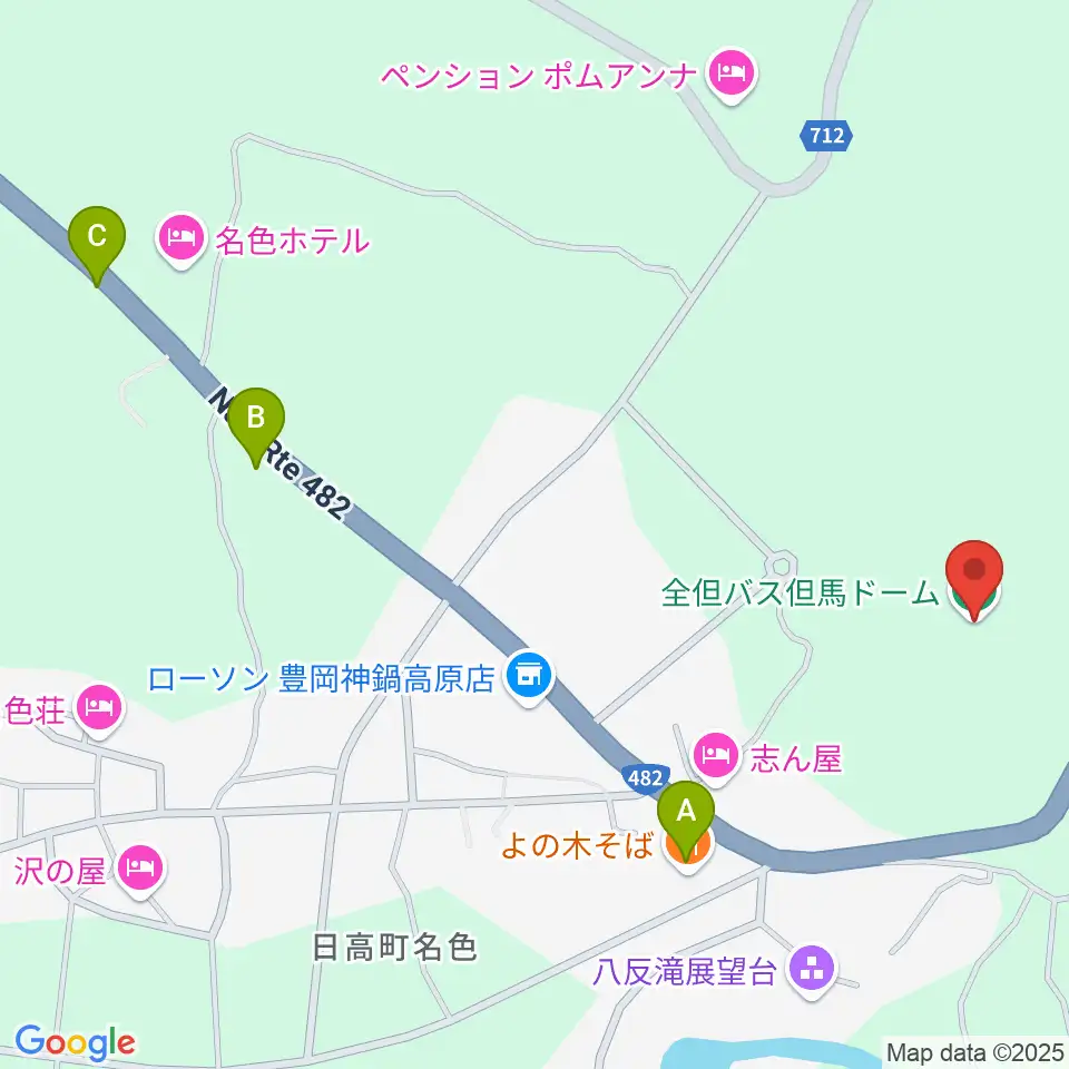 全但バス但馬ドーム周辺のファミレス・ファーストフード一覧地図