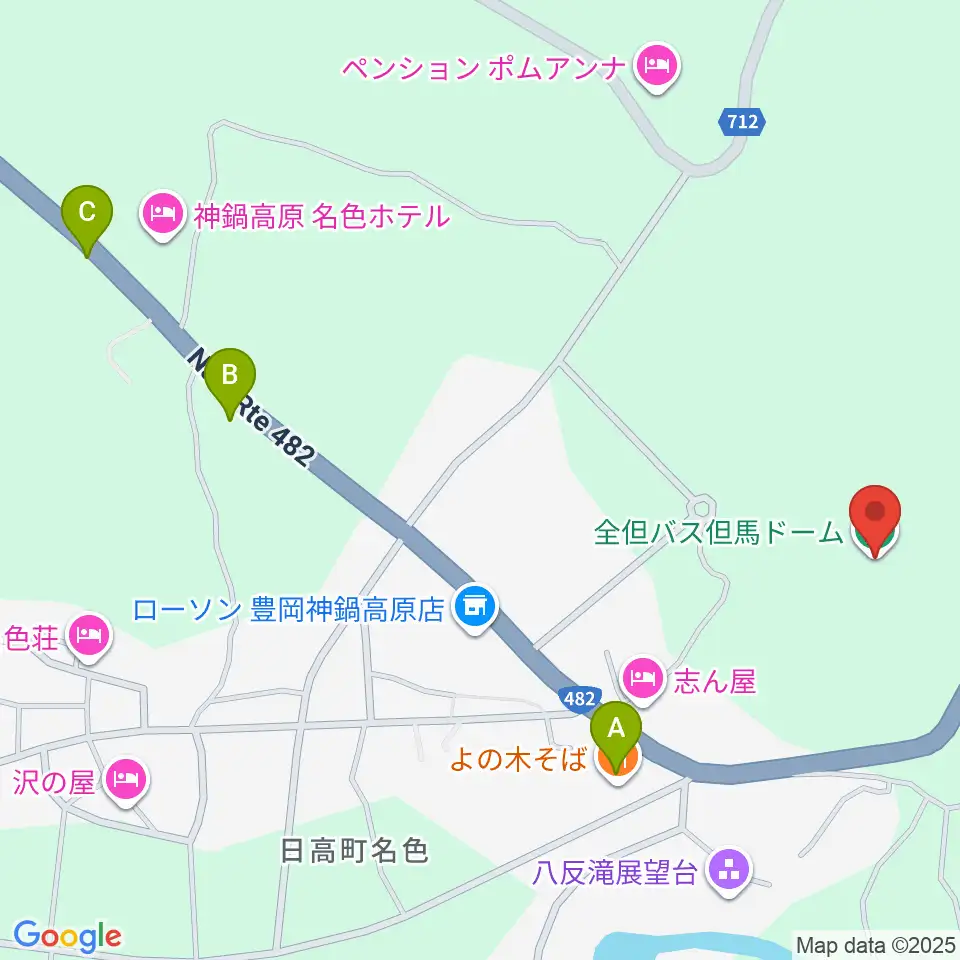 全但バス但馬ドーム周辺のファミレス・ファーストフード一覧地図