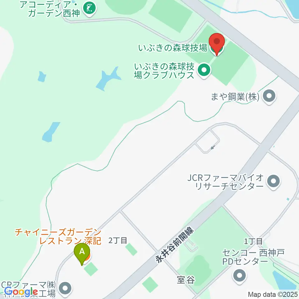 いぶきの森球技場周辺のファミレス・ファーストフード一覧地図