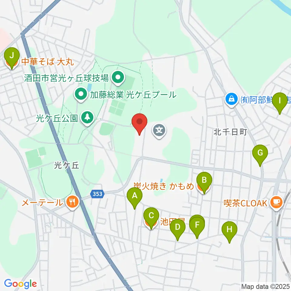 電機鉄工武道館周辺のファミレス・ファーストフード一覧地図