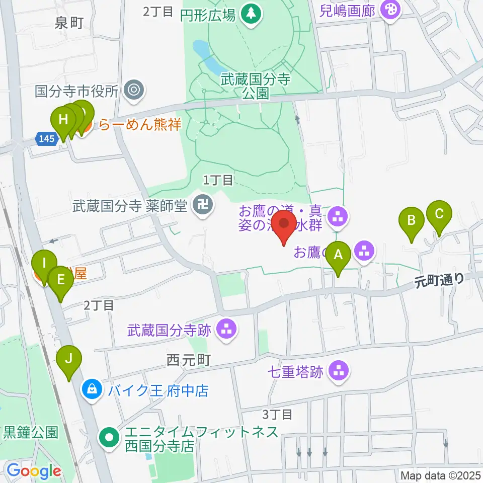 武蔵国分寺跡資料館周辺のファミレス・ファーストフード一覧地図