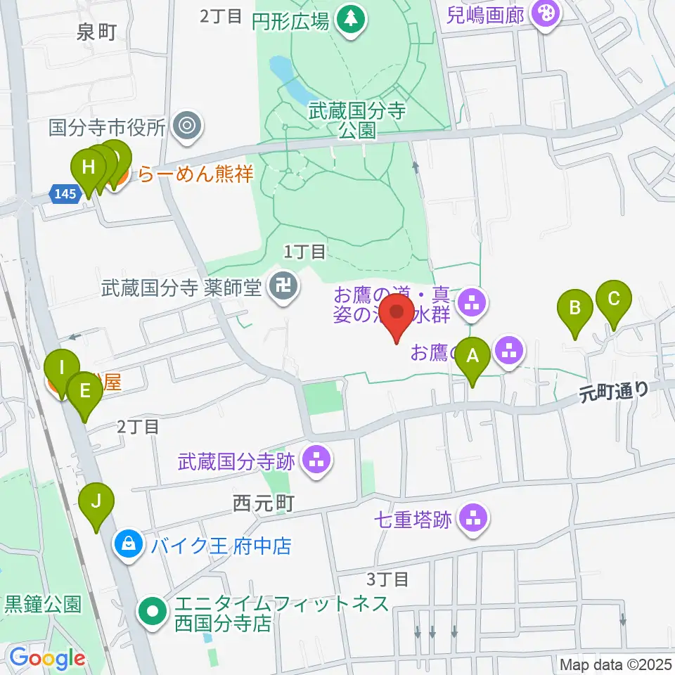 武蔵国分寺跡資料館周辺のファミレス・ファーストフード一覧地図