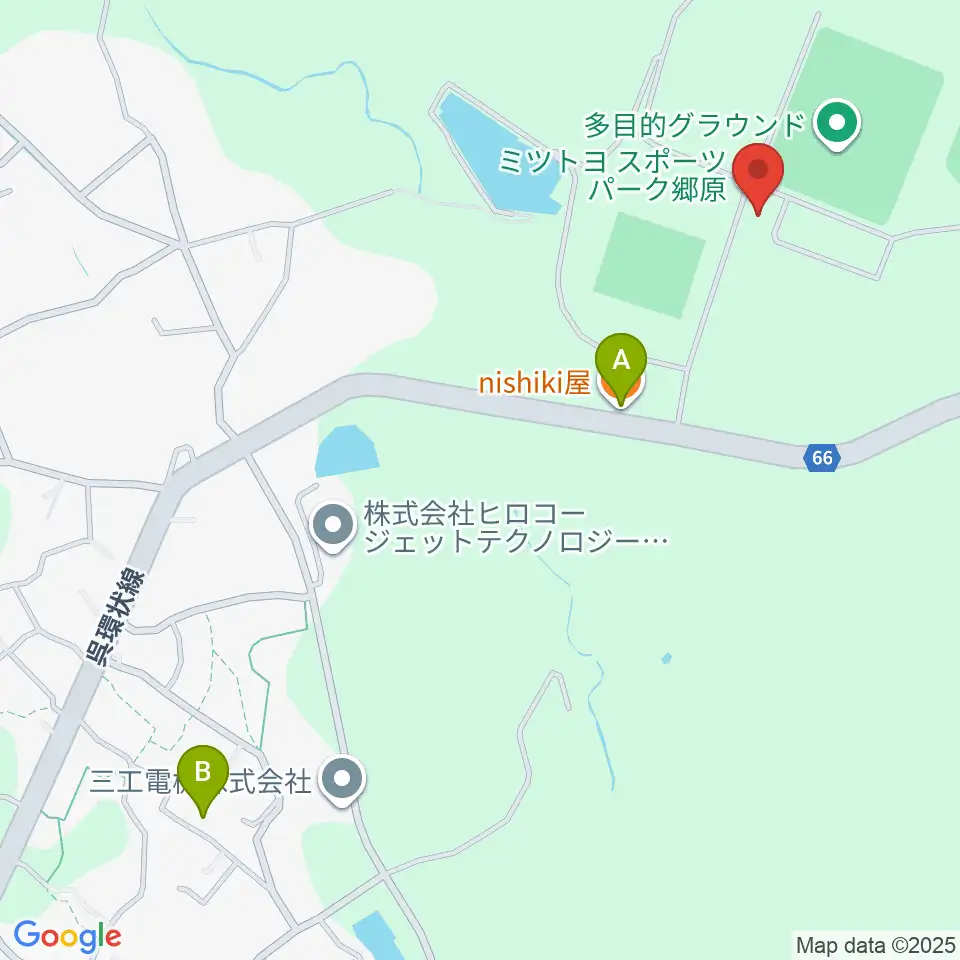 呉市総合スポーツセンター陸上競技場周辺のファミレス・ファーストフード一覧地図