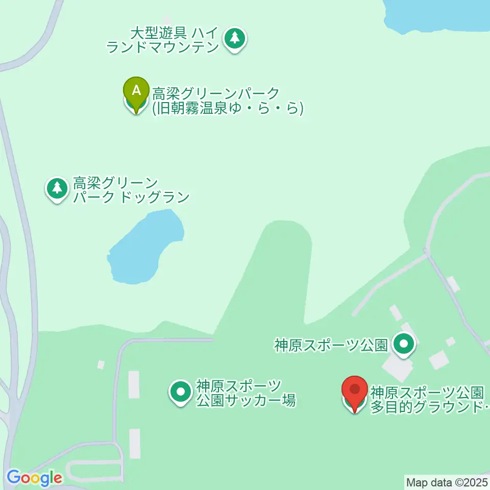 神原スポーツ公園シャルムスタジアム周辺のファミレス・ファーストフード一覧地図