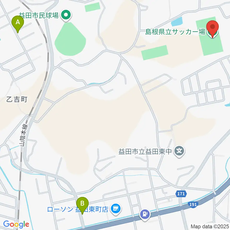 島根県立サッカー場周辺のファミレス・ファーストフード一覧地図