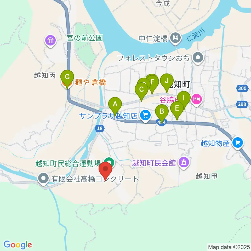 越知町民総合運動場周辺のファミレス・ファーストフード一覧地図