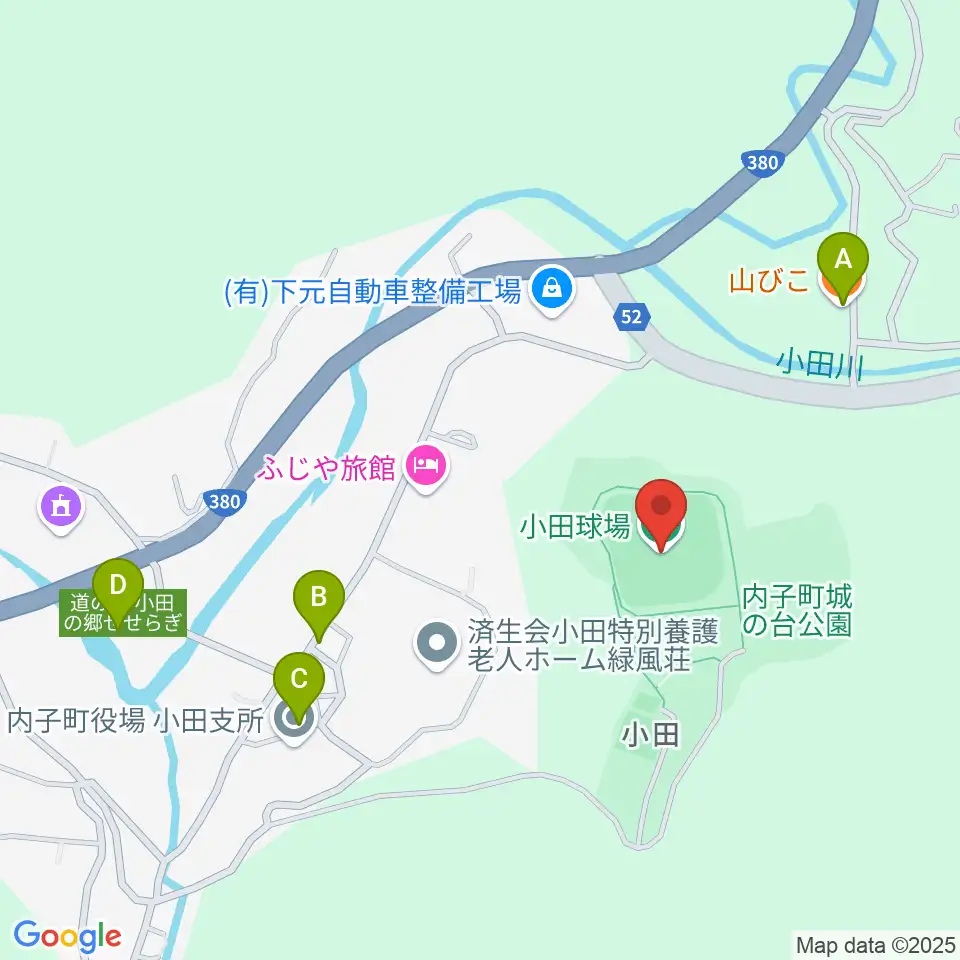 内子町城の台公園多目的広場周辺のファミレス・ファーストフード一覧地図