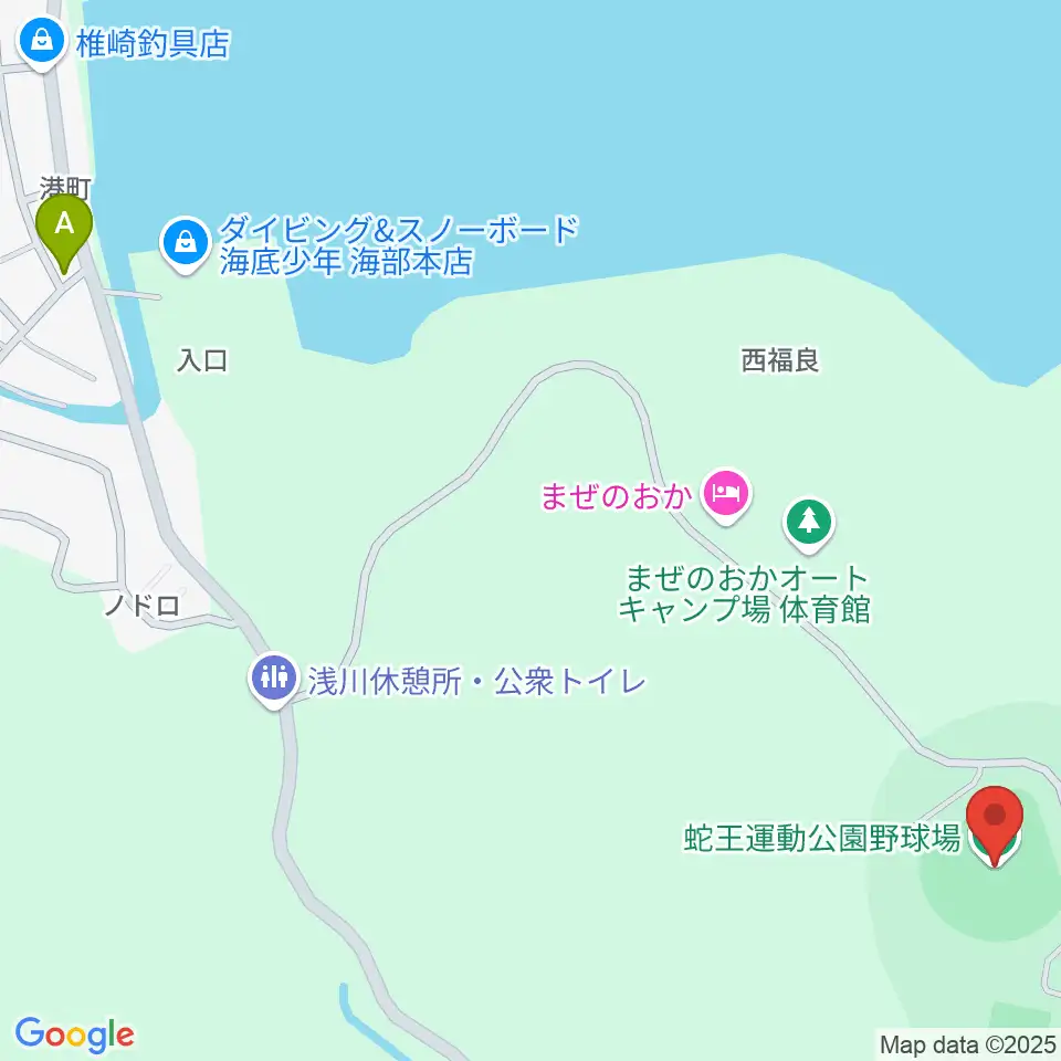 蛇王運動公園野球場周辺のファミレス・ファーストフード一覧地図