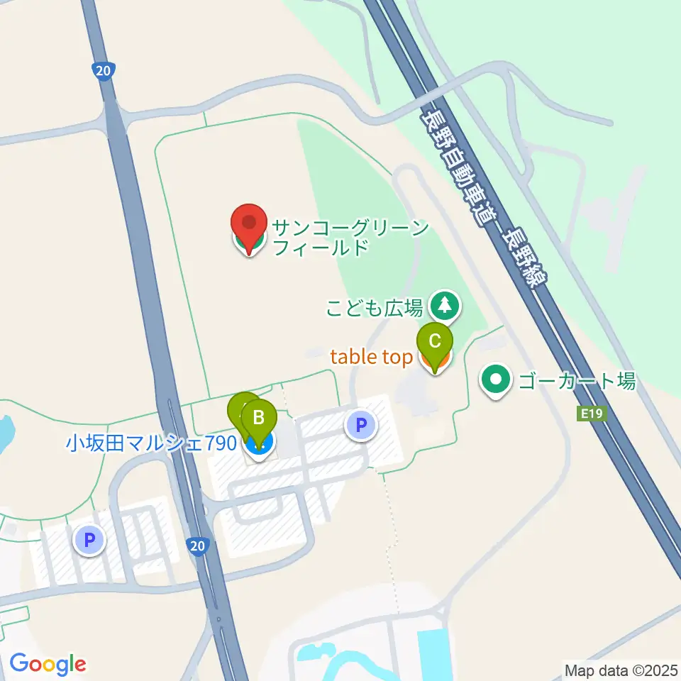 サンコーグリーンフィールド周辺のファミレス・ファーストフード一覧地図