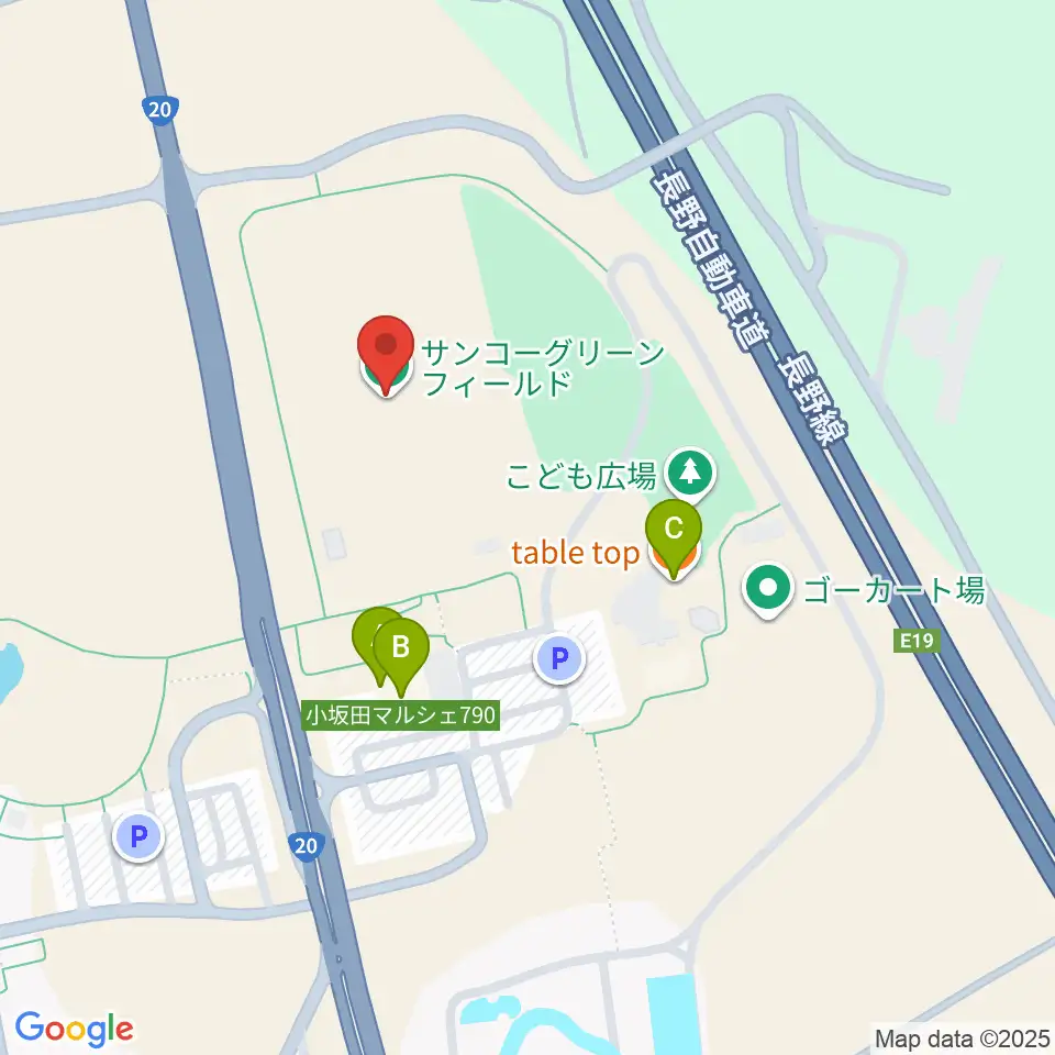 サンコーグリーンフィールド周辺のファミレス・ファーストフード一覧地図