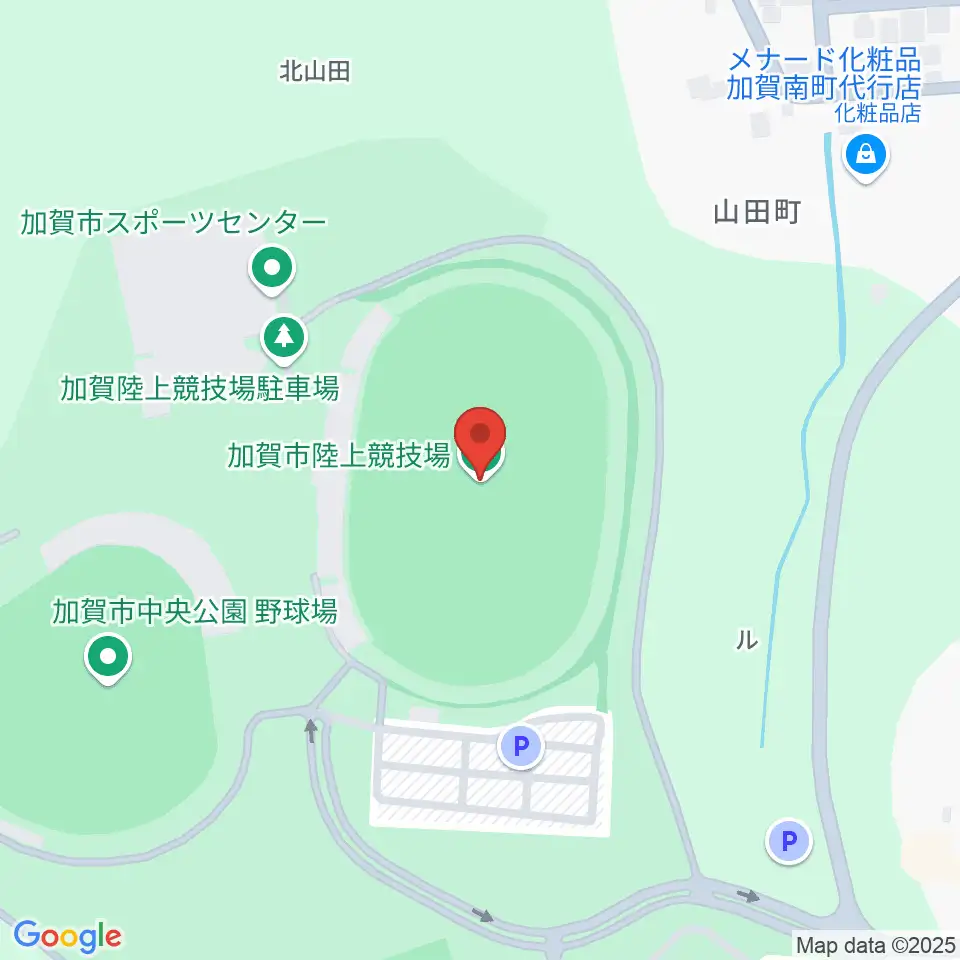 加賀市陸上競技場周辺のファミレス・ファーストフード一覧地図