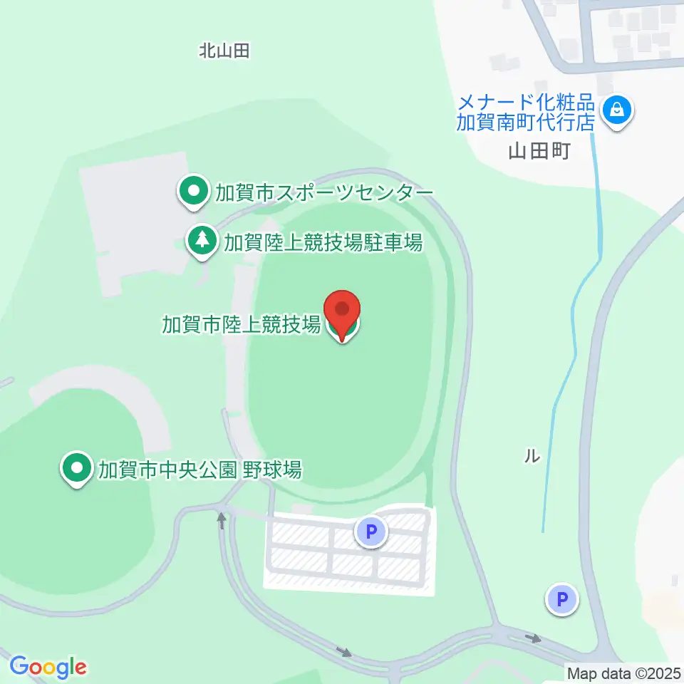 加賀市陸上競技場周辺のファミレス・ファーストフード一覧地図