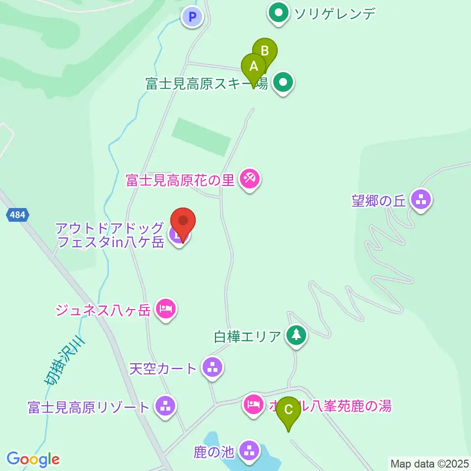 富士見高原八ヶ岳陸上競技場周辺のファミレス・ファーストフード一覧地図