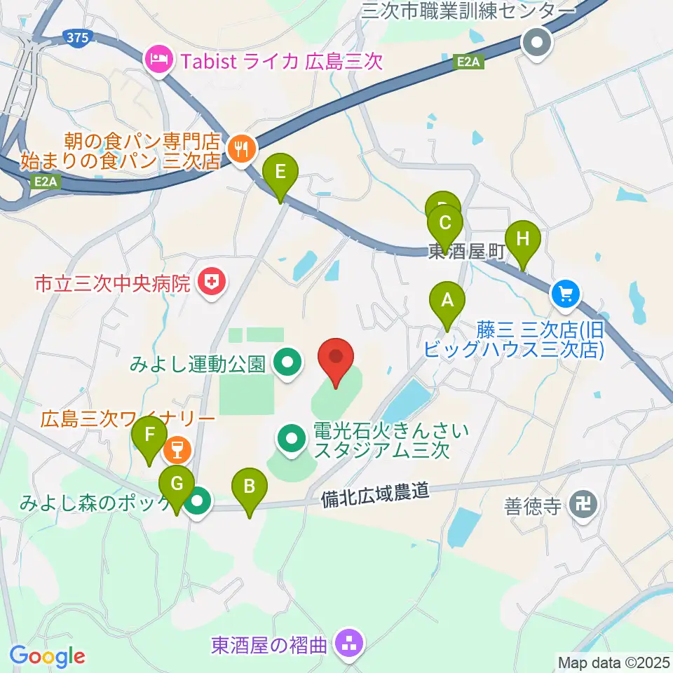 みよし運動公園陸上競技場周辺のファミレス・ファーストフード一覧地図