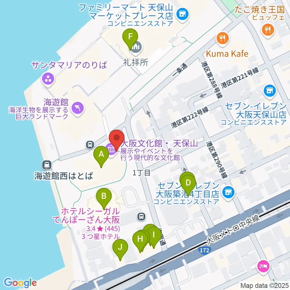 テンポハーバーシアター周辺のファミレス・ファーストフード一覧地図