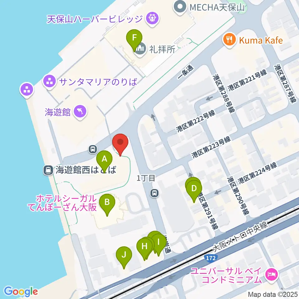 テンポハーバーシアター周辺のファミレス・ファーストフード一覧地図