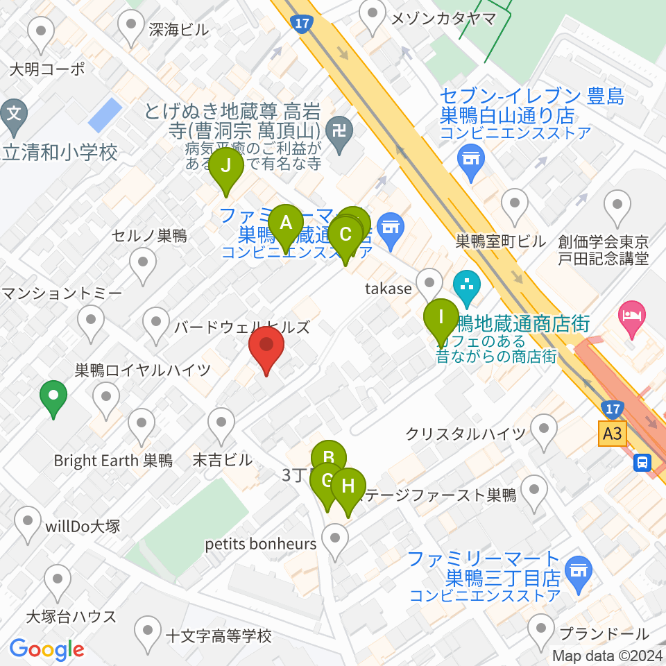 ホワイトロードスタジオ周辺のファミレス・ファーストフード一覧地図