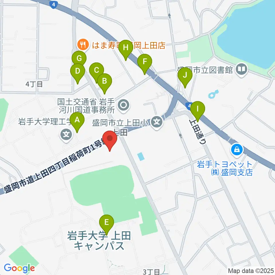 ムセンコネクトもりおかアリーナ周辺のファミレス・ファーストフード一覧地図