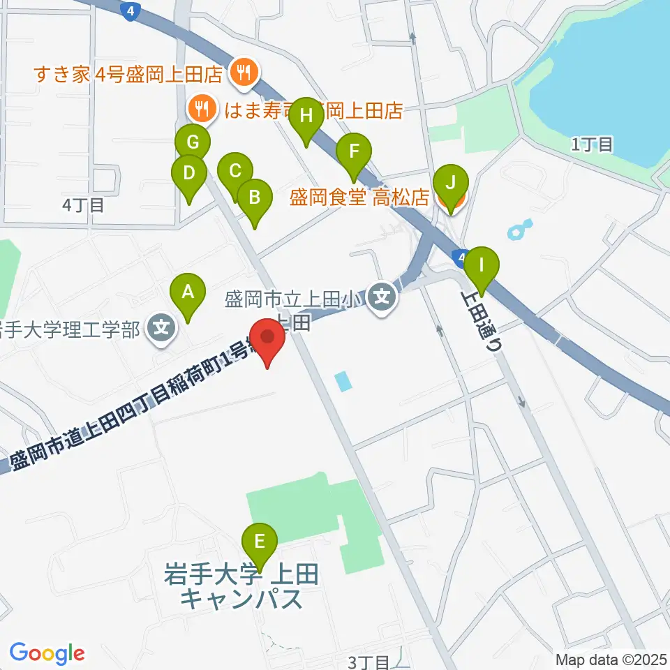 ムセンコネクトもりおかアリーナ周辺のファミレス・ファーストフード一覧地図