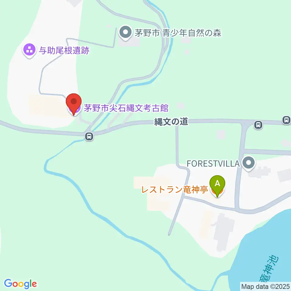 茅野市尖石縄文考古館周辺のファミレス・ファーストフード一覧地図