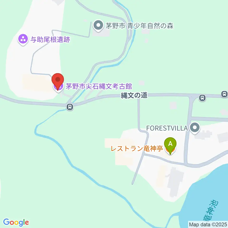 茅野市尖石縄文考古館周辺のファミレス・ファーストフード一覧地図