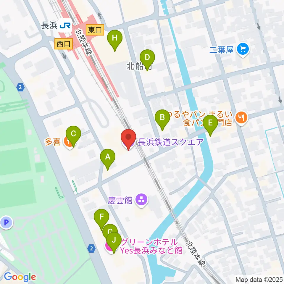 長浜鉄道スクエア周辺のファミレス・ファーストフード一覧地図