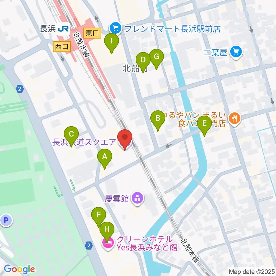 長浜鉄道スクエア周辺のファミレス・ファーストフード一覧地図
