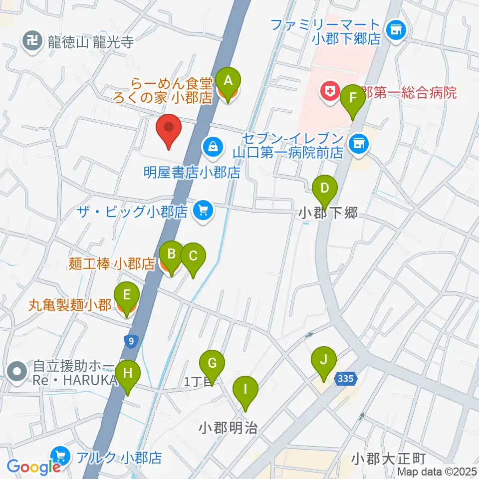 山口市小郡文化資料館周辺のファミレス・ファーストフード一覧地図