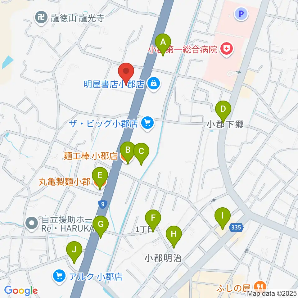 山口市小郡文化資料館周辺のファミレス・ファーストフード一覧地図