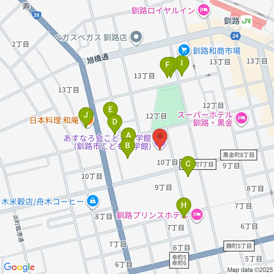 あすなろ会こども遊学館周辺のファミレス・ファーストフード一覧地図