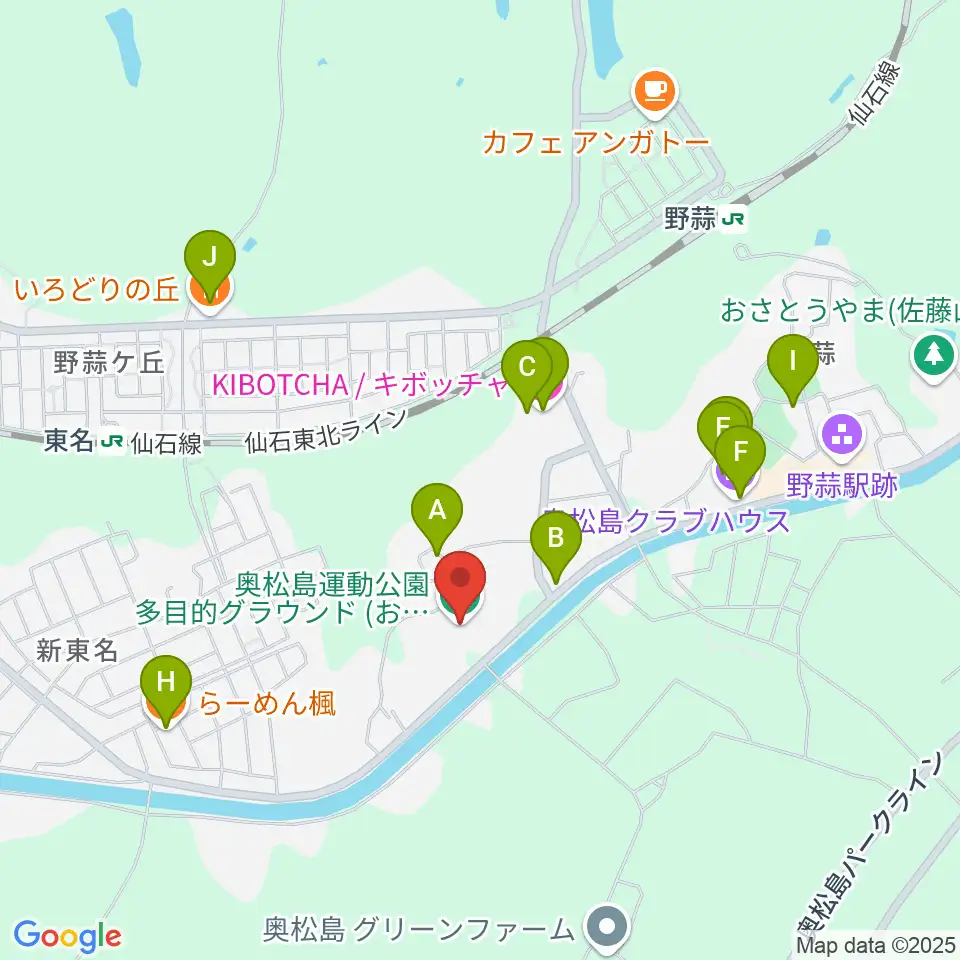 おおくらフィールド周辺のファミレス・ファーストフード一覧地図