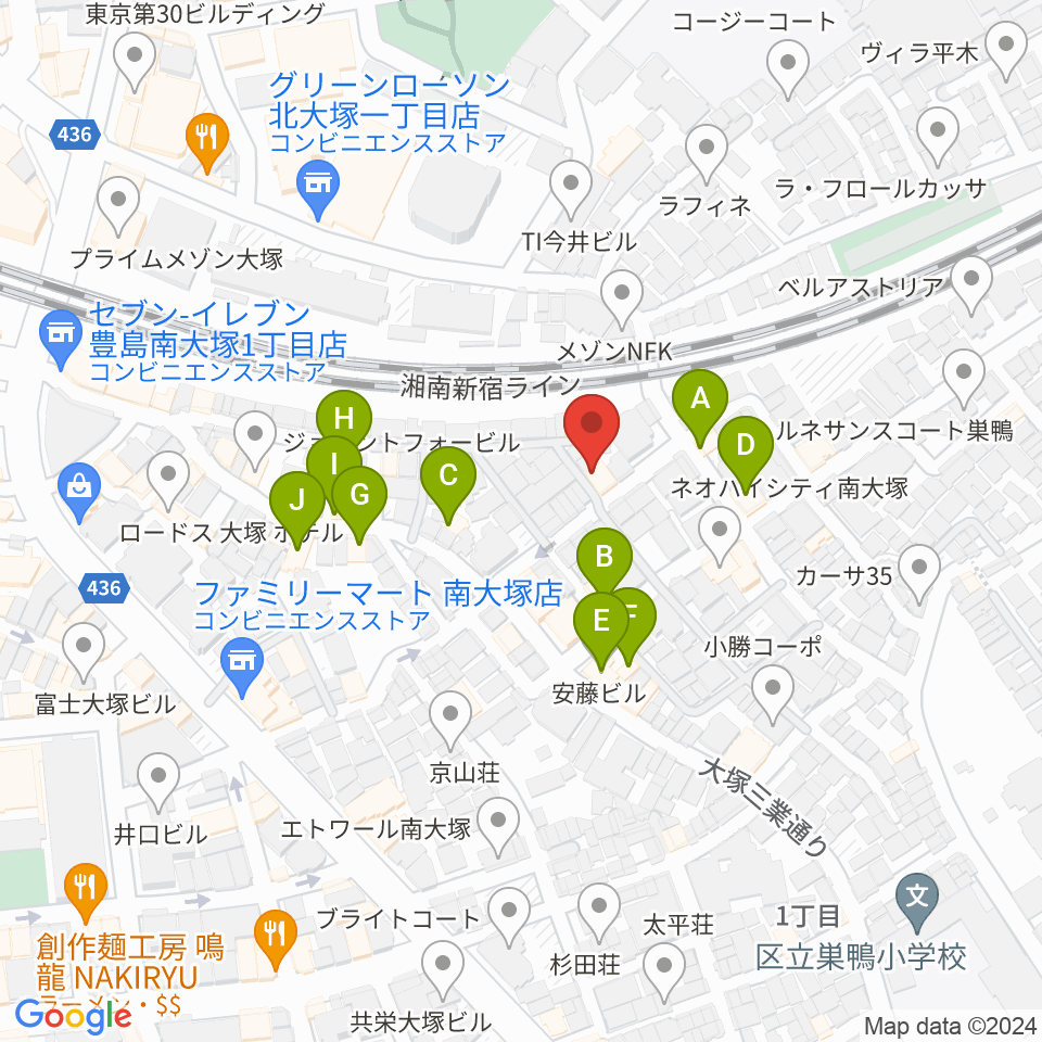 マザーハウス レコーディングスタジオ周辺のファミレス・ファーストフード一覧地図