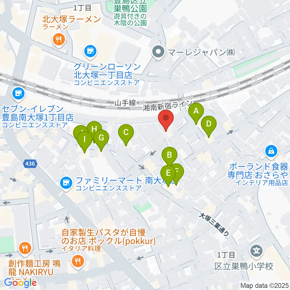 マザーハウス レコーディングスタジオ周辺のファミレス・ファーストフード一覧地図