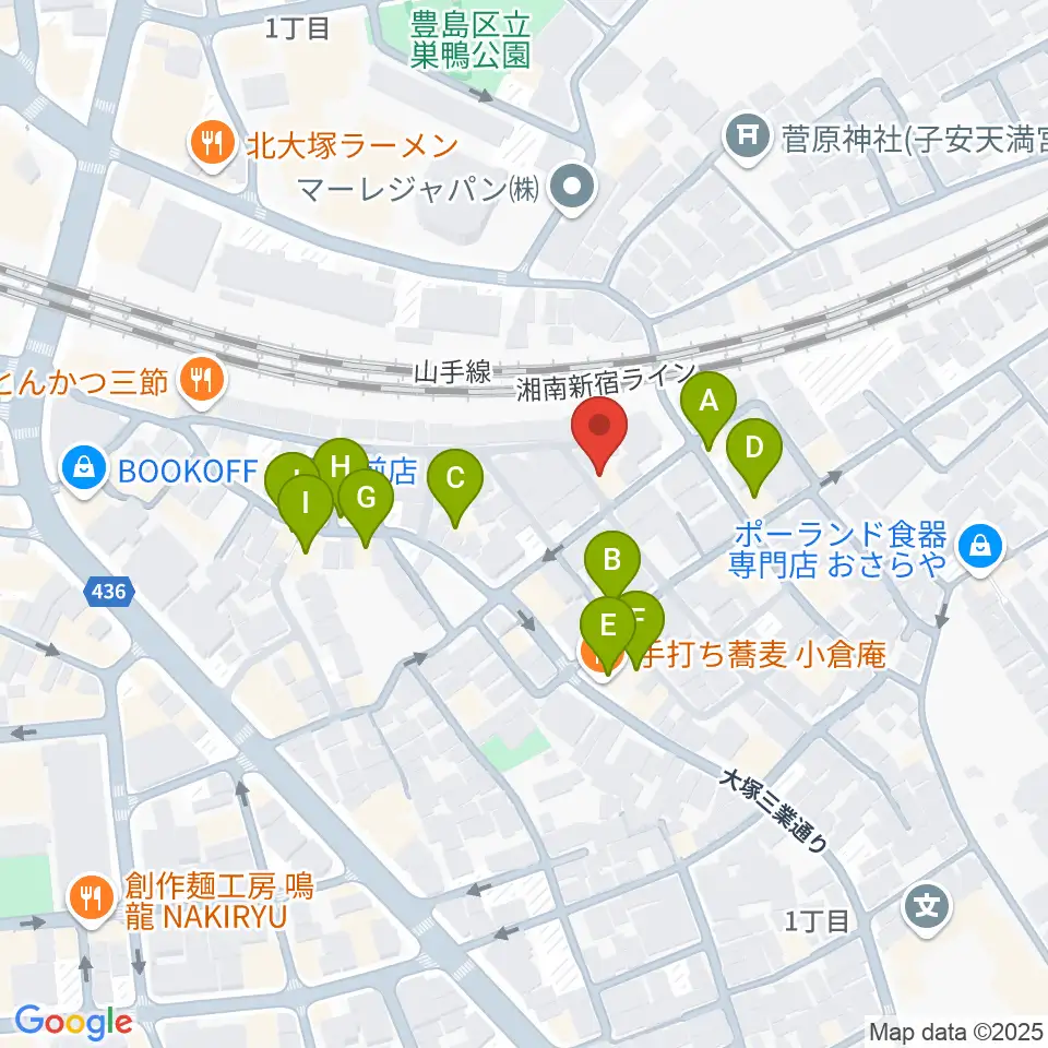 マザーハウス レコーディングスタジオ周辺のファミレス・ファーストフード一覧地図