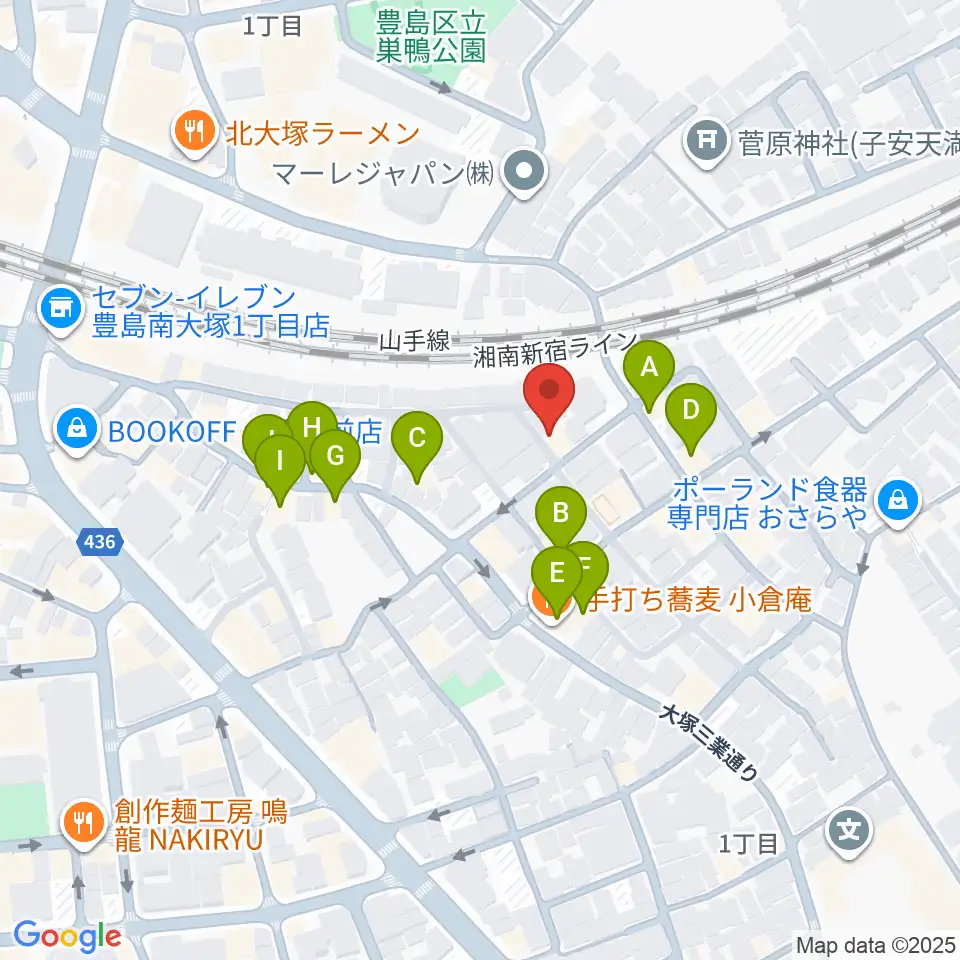 マザーハウス レコーディングスタジオ周辺のファミレス・ファーストフード一覧地図
